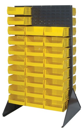 Quantum Storage Single Side Metal Shelving Unit With 96 Bins — 12in. x  36in. x 75in. Rack Size, Yellow, Model# 1275-101YL