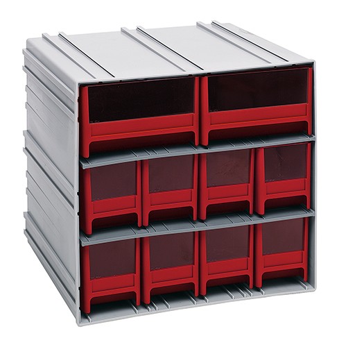 Quantum 11 3/8 x 11 3/4 x 11 Interlocking Storage Cabinets with 6 Blue  Large Drawers with Windows QIC-64BL