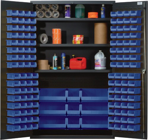 Quantum Storage Systems QSC-72 All-Welded Bin Cabinet 72W, 264 Ultra Bins, Blue