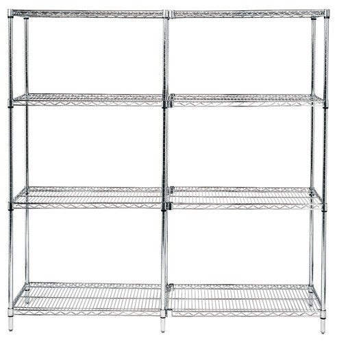 Quantum Storage Single Side Wire Chrome Shelving Unit with 40 Bins — 36Inch  W x 12Inch D x 74Inch H, Red, Model WR9-202RD - Yahoo Shopping